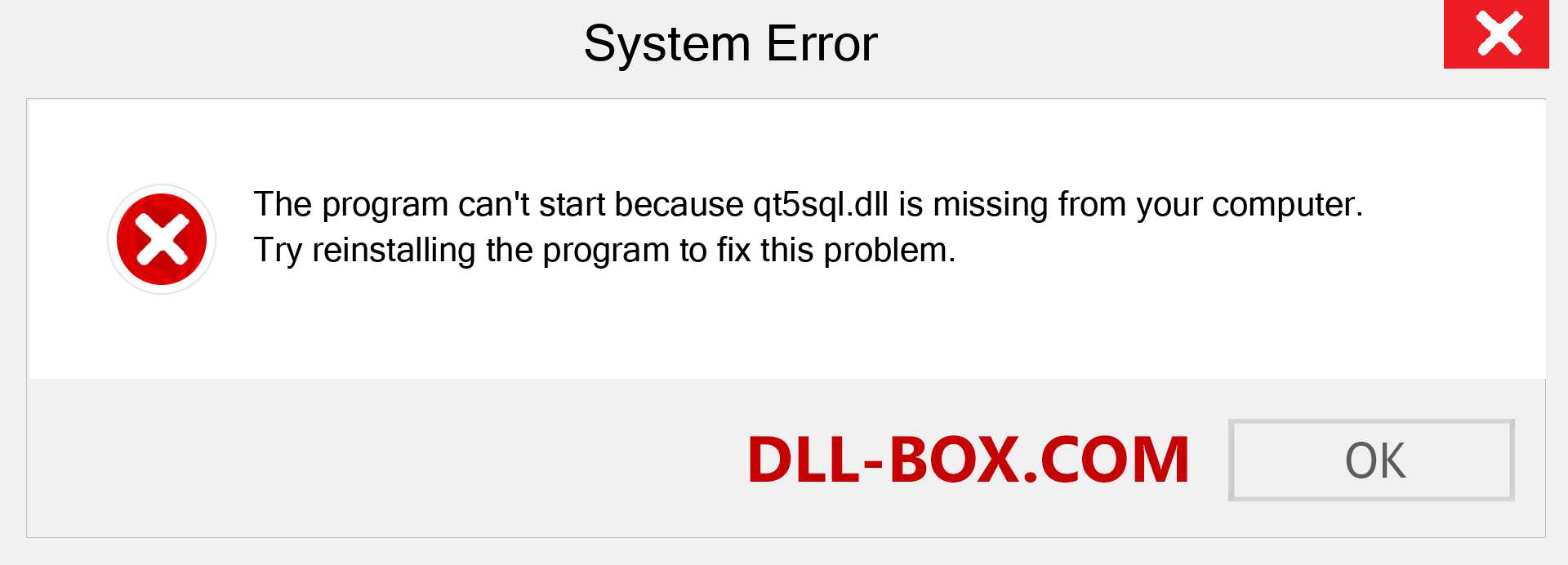  qt5sql.dll file is missing?. Download for Windows 7, 8, 10 - Fix  qt5sql dll Missing Error on Windows, photos, images